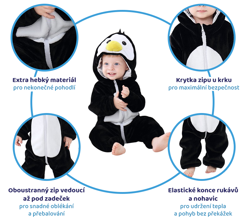 Plyšový overal pro děti - tučňák